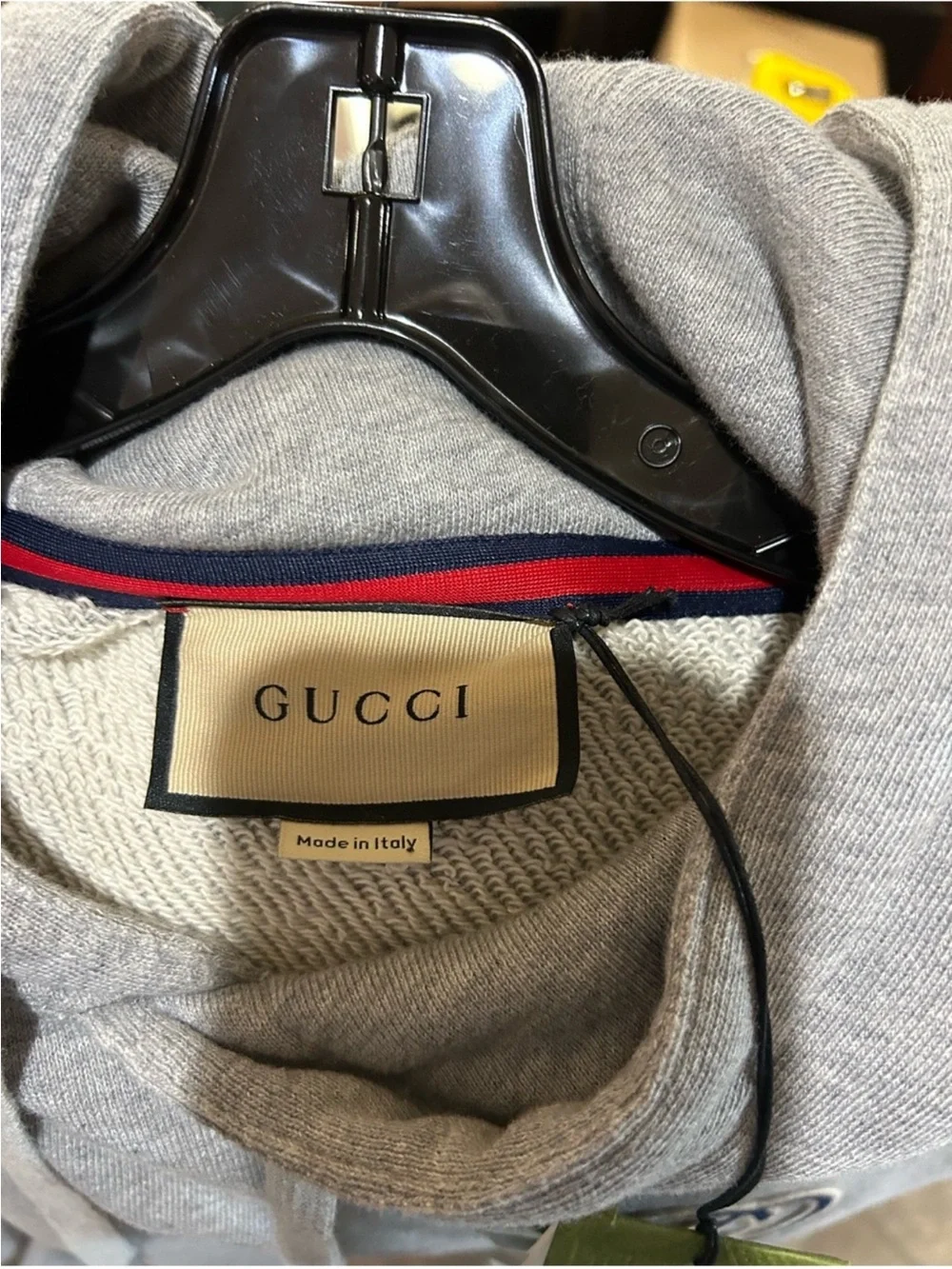 Men’s Gucci embroidered interlocking G jersey, cotton hoodie size medium NWT